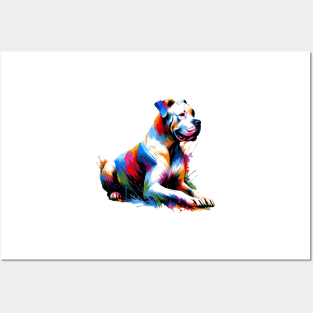 Artistic Dogo Argentino in Vibrant Splash Paint Style Posters and Art